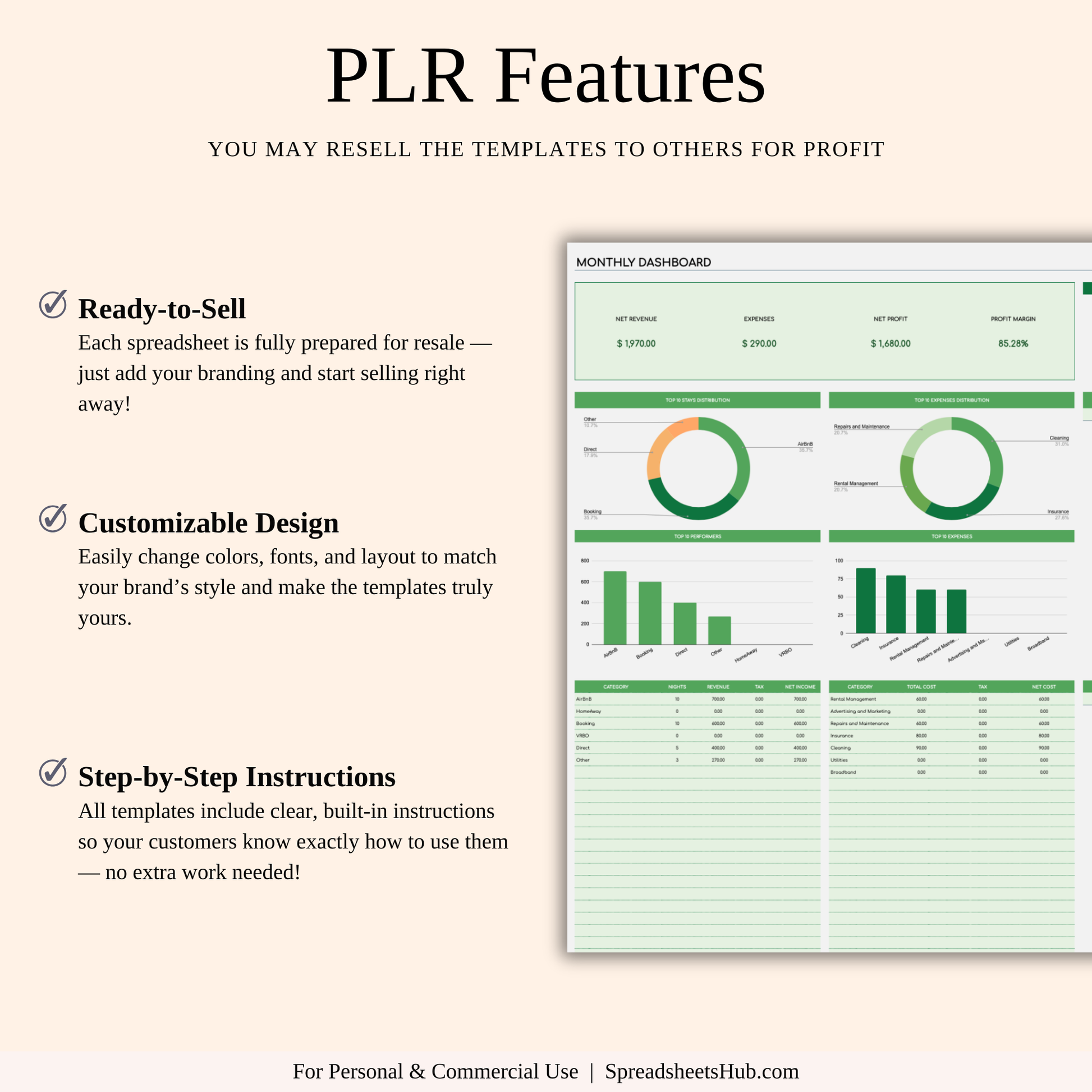 PLR - Rental Property Bookkeeping Tracker (Green Theme) Keyzai