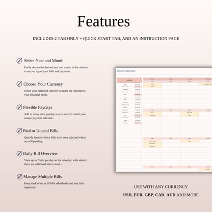 Bill Calendar Tracker Template for Excel & Google Sheets Keyzai