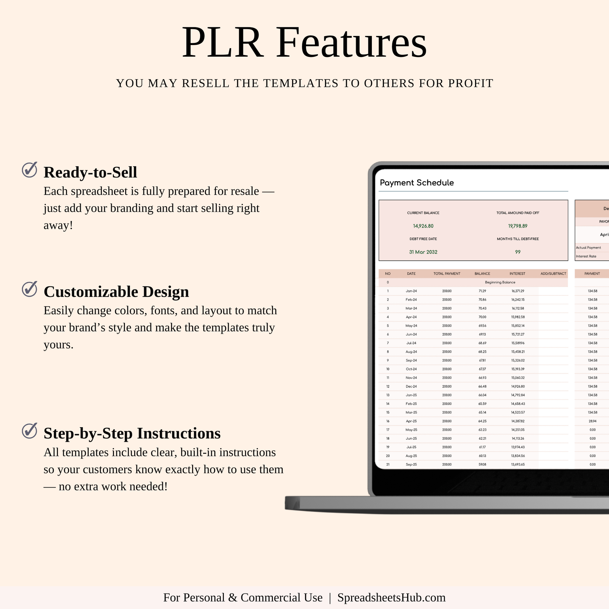 PLR - Debt Snowball Method Payoff Template (Elegant Mode) Keyzai