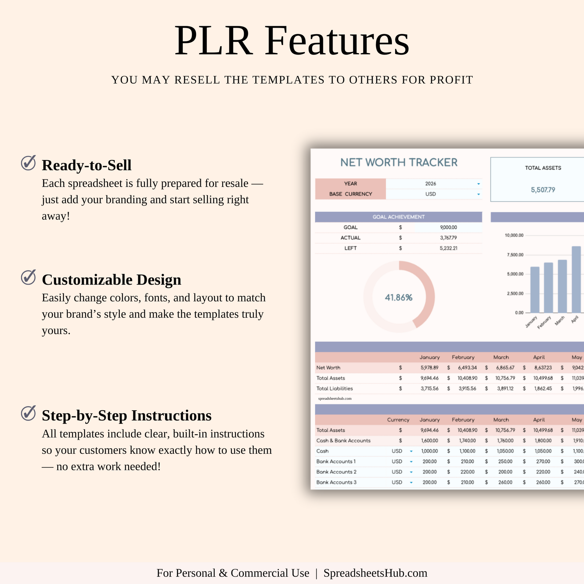 PLR - Net Worth Tracker Spreadsheet Keyzai
