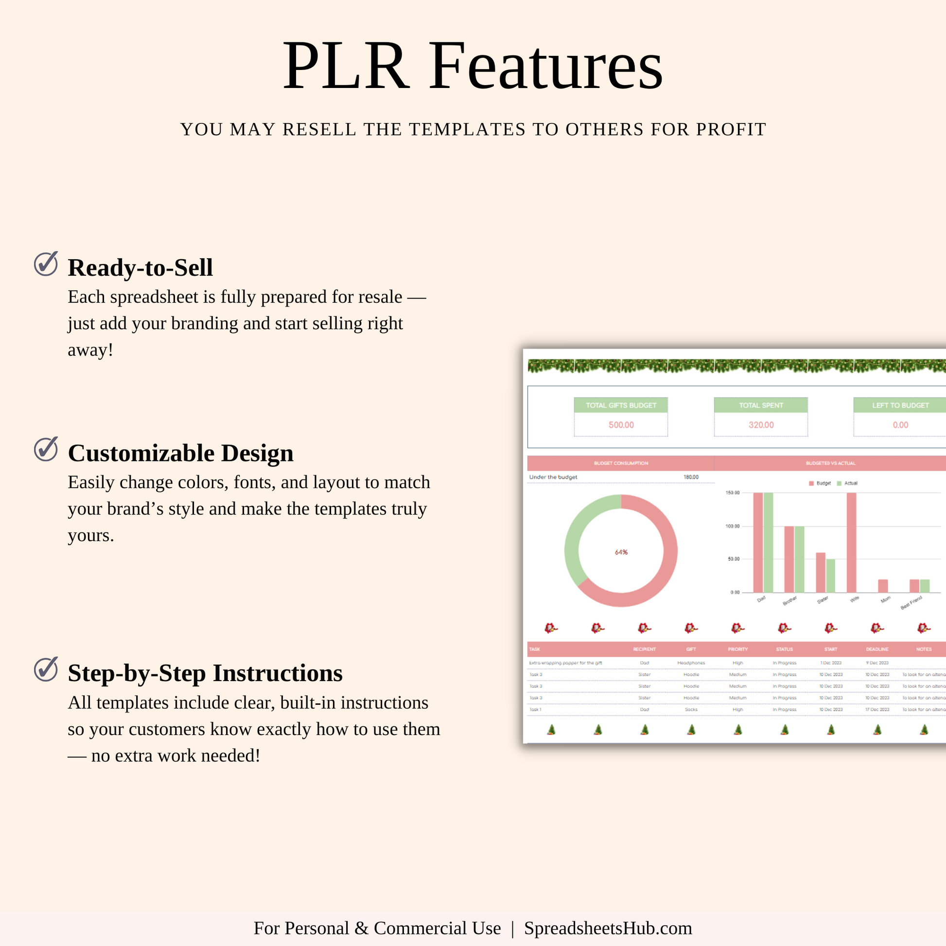 PLR - Christmas Planner Spreadsheet Template Keyzai