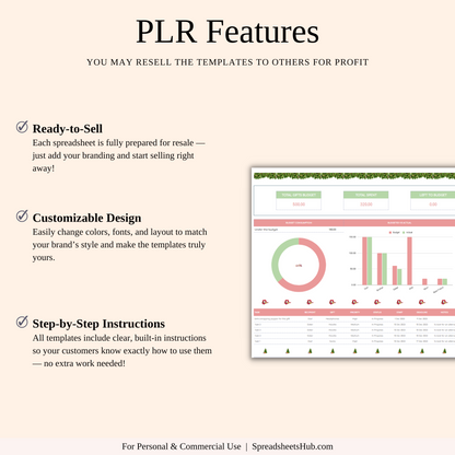 PLR - Christmas Planner Spreadsheet Template Keyzai