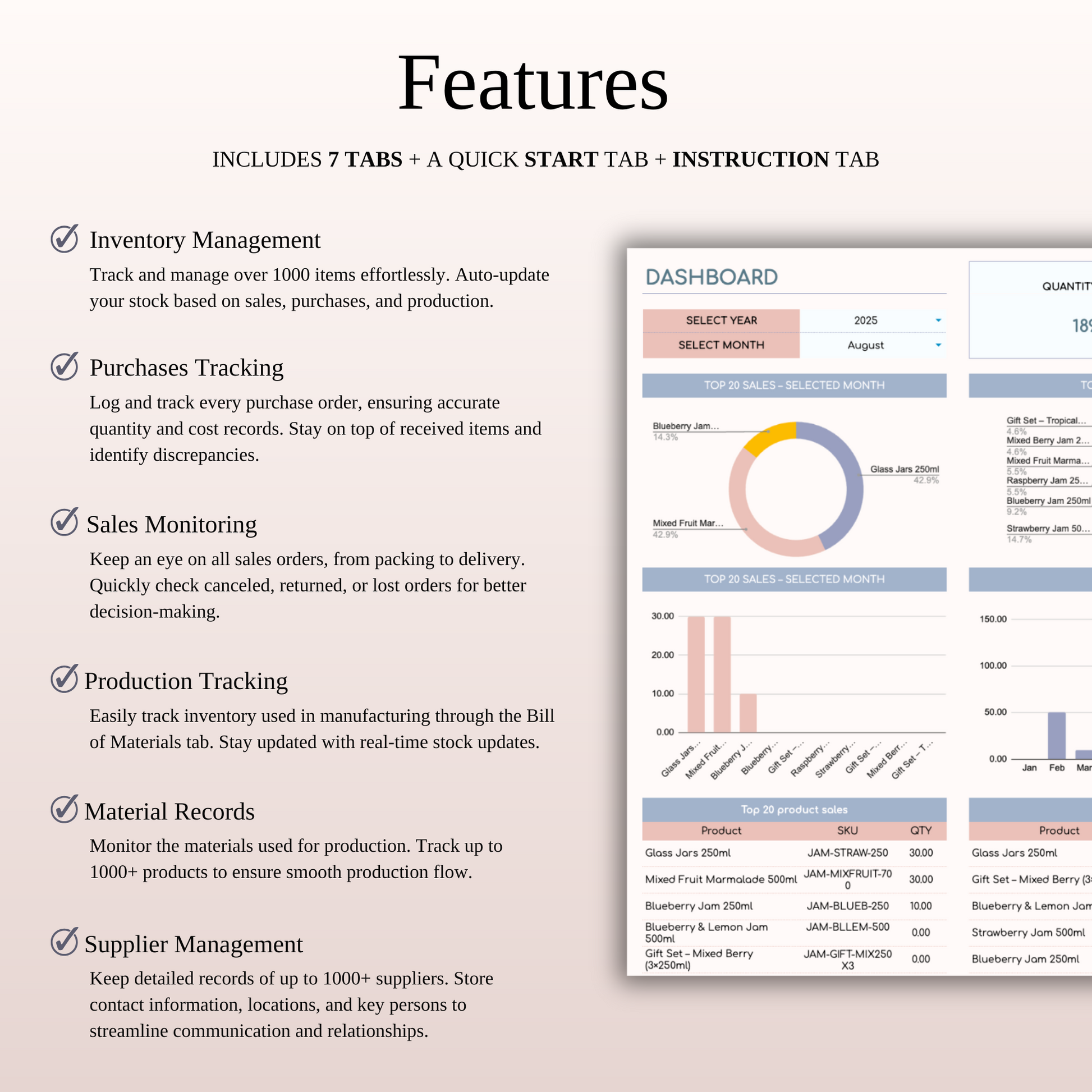 Inventory Tracker Spreadsheet Template for Google Sheets & Excel Keyzai