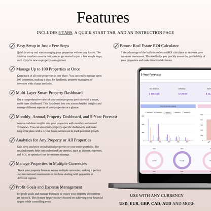 Airbnb Property Management Tracker (Rainbow Theme) Keyzai