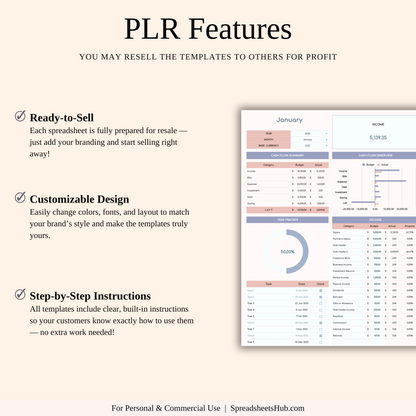 PLR - Monthly Budget Spreadsheet Template Keyzai