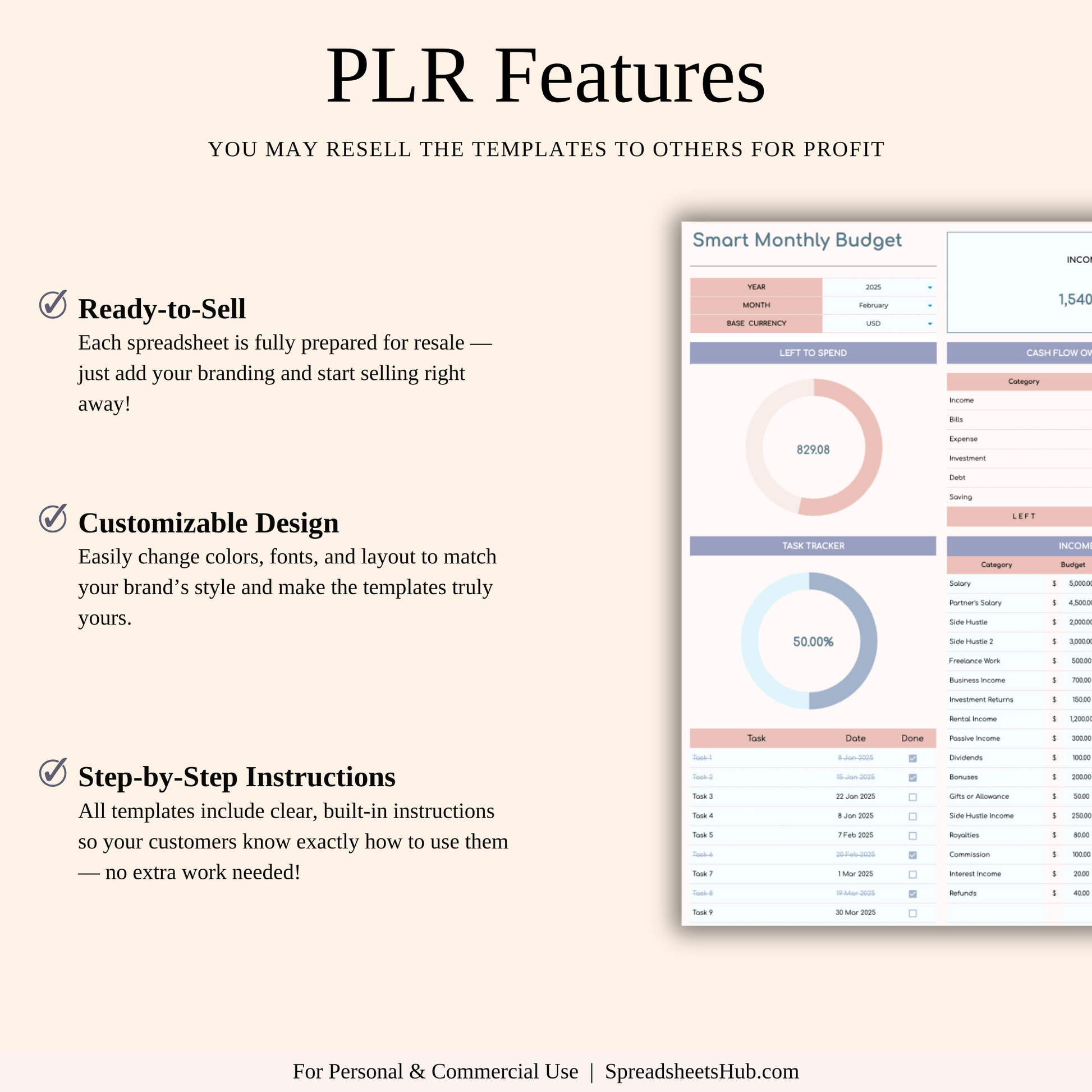 PLR - Ultimate Monthly Budget Spreadsheet Keyzai
