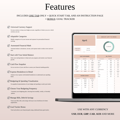 Easy Budget Planner for Personal Finance Tracking (Elegant Theme) Keyzai