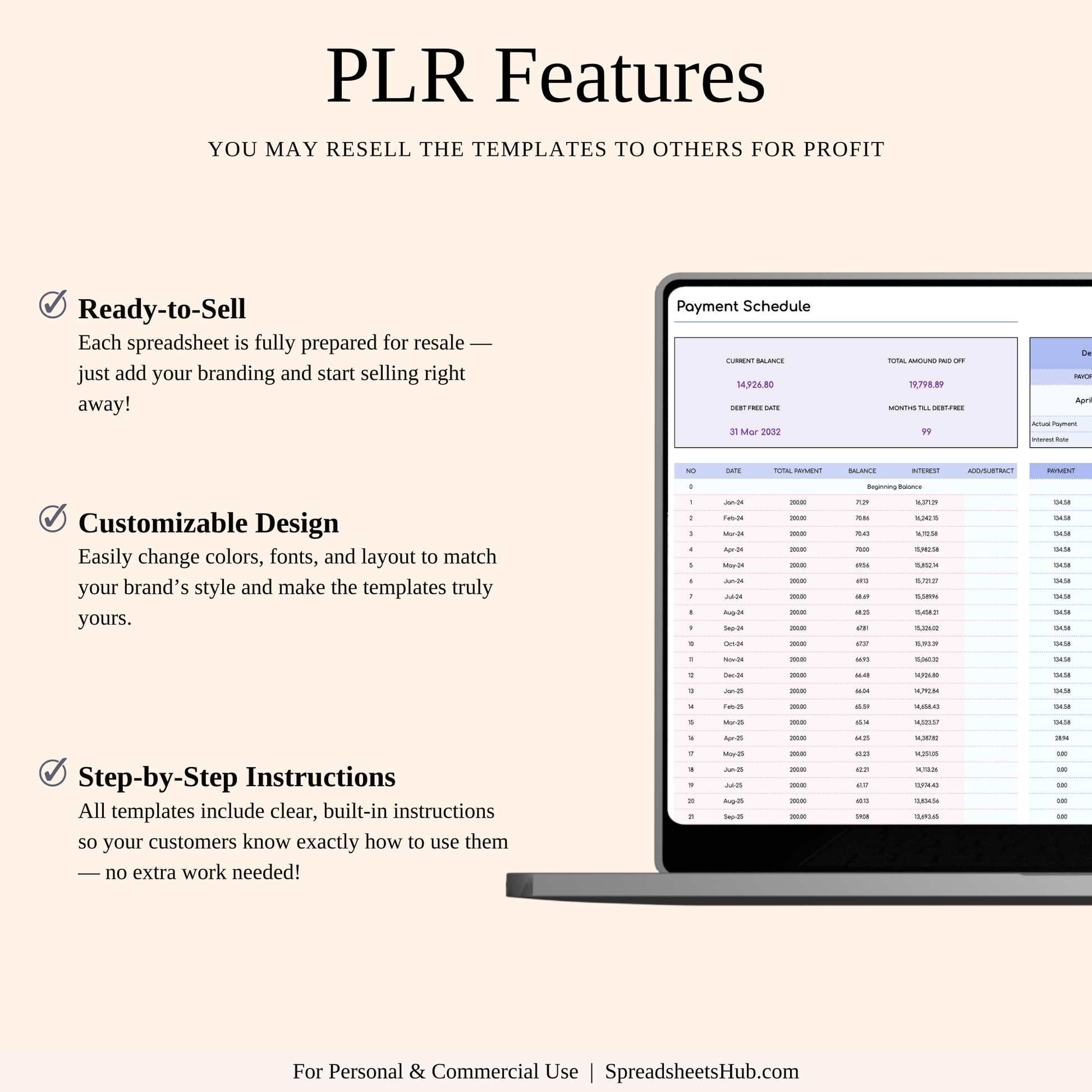 PLR - Debt Snowball Tracker Template (Rainbow Theme) Keyzai