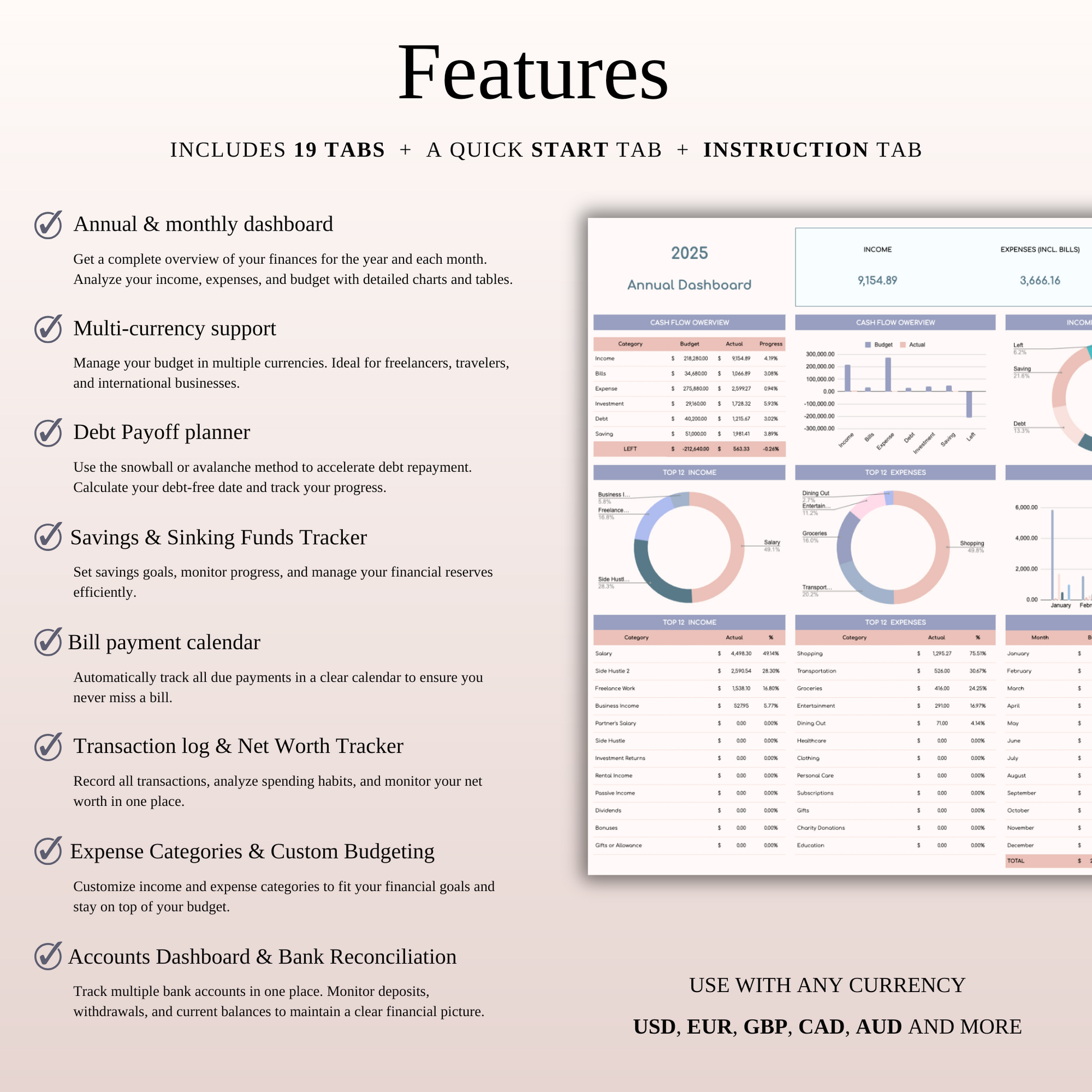 Annual Budget Spreadsheet Template in Excel & Google Sheets Keyzai