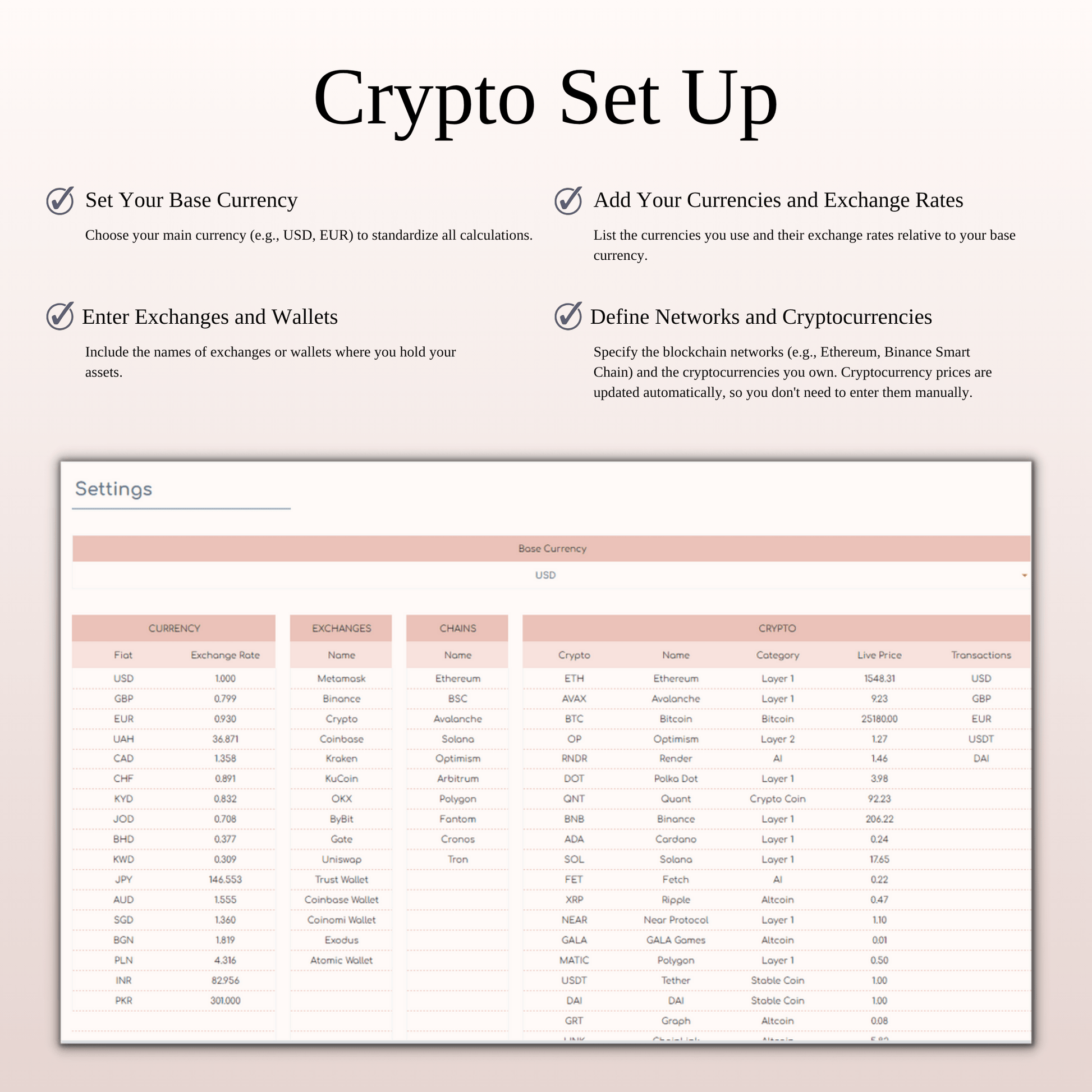 Cryptocurrency Investment Portfolio Tracker Spreadsheet for Excel & Google Sheets Keyzai