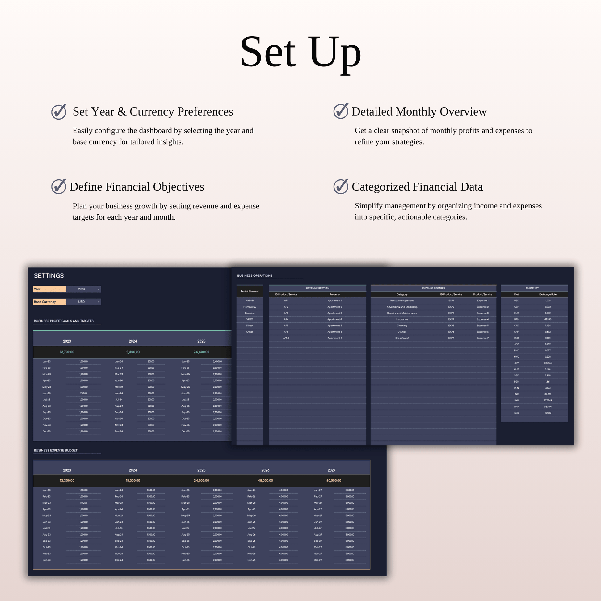 Ultimate Tool for Host Airbnb | Income & Expense Tracker Template (Dark Theme) Keyzai