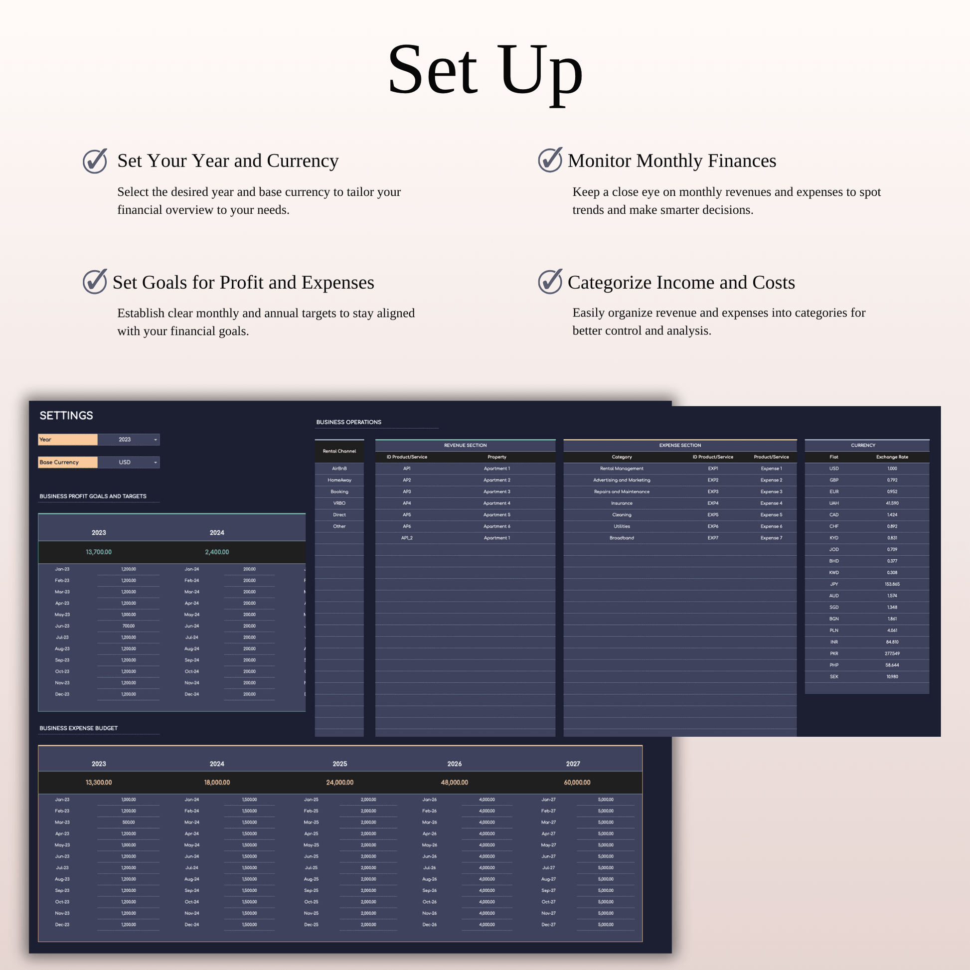 Zillow Bookkeeping Tracker | Excel & Google Sheets Template (Dark Theme) Keyzai