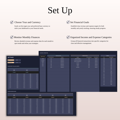 Rental Property Accounting & Bookkeeping Spreadsheet (Dark Theme) Keyzai