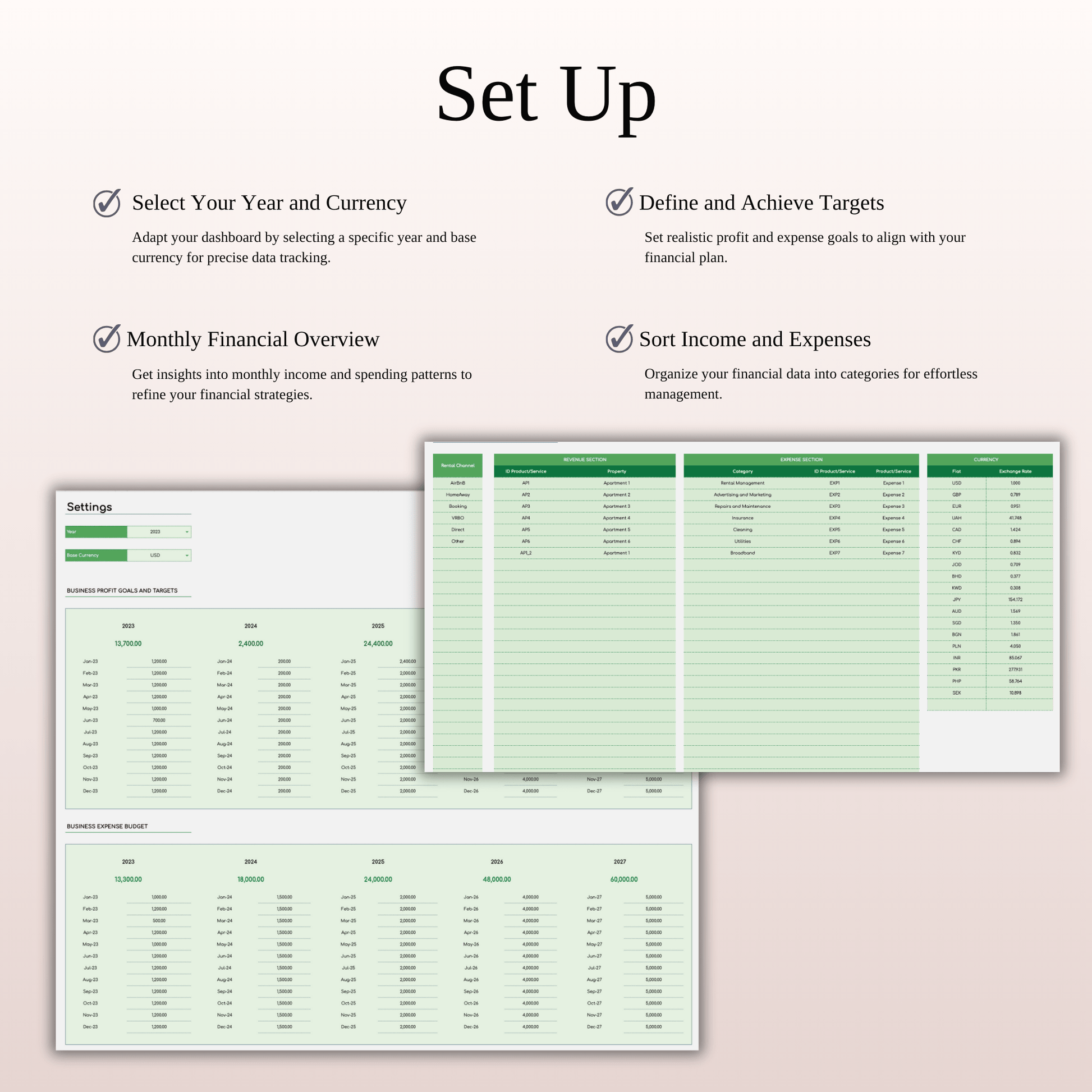 Zillow Property Management | Income & Expense Tracker (Green Theme) Keyzai