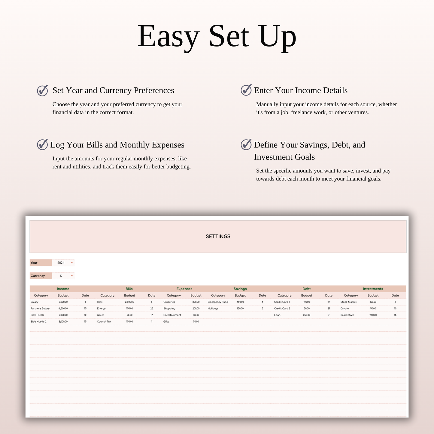 Bill Tracker Calendar Template Excel & Google Sheets (Elegant Theme) Keyzai