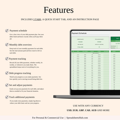 PLR - Debt Snowball Calculator Template (Green Theme) Keyzai