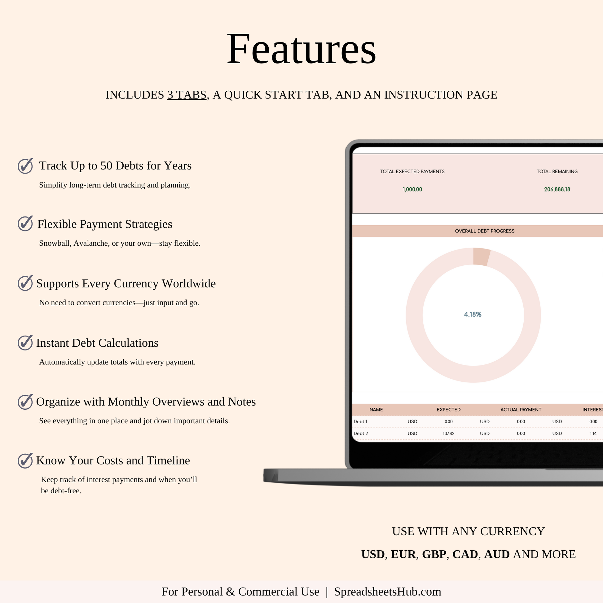 PLR - Debt Payoff Planner & Tracker (Elegant Theme) Keyzai