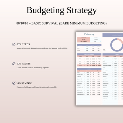 80/10/10 Budget Spreadsheet Template | Excel & Google Sheets Keyzai