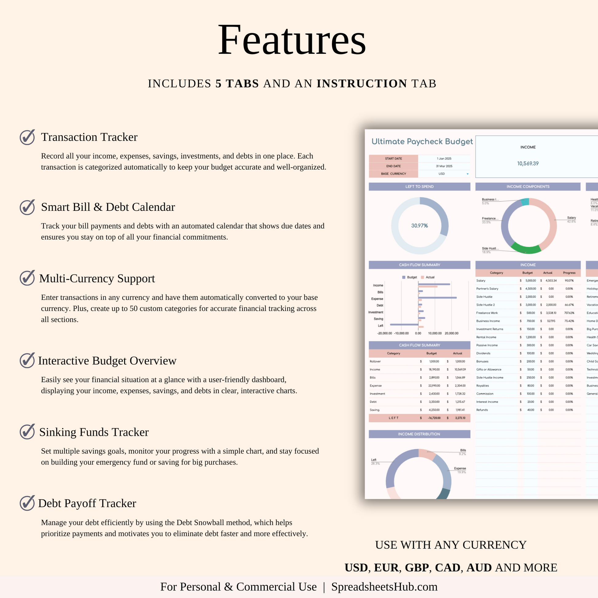 PLR - Ultimate Paycheck Budget Spreadsheet Keyzai
