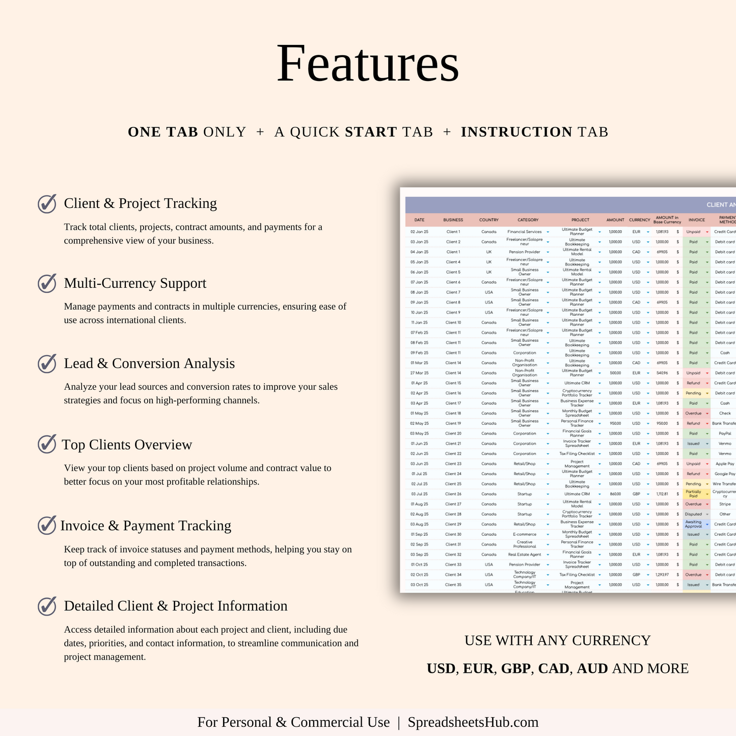 PLR - Client Tracker Spreadsheet Template Keyzai