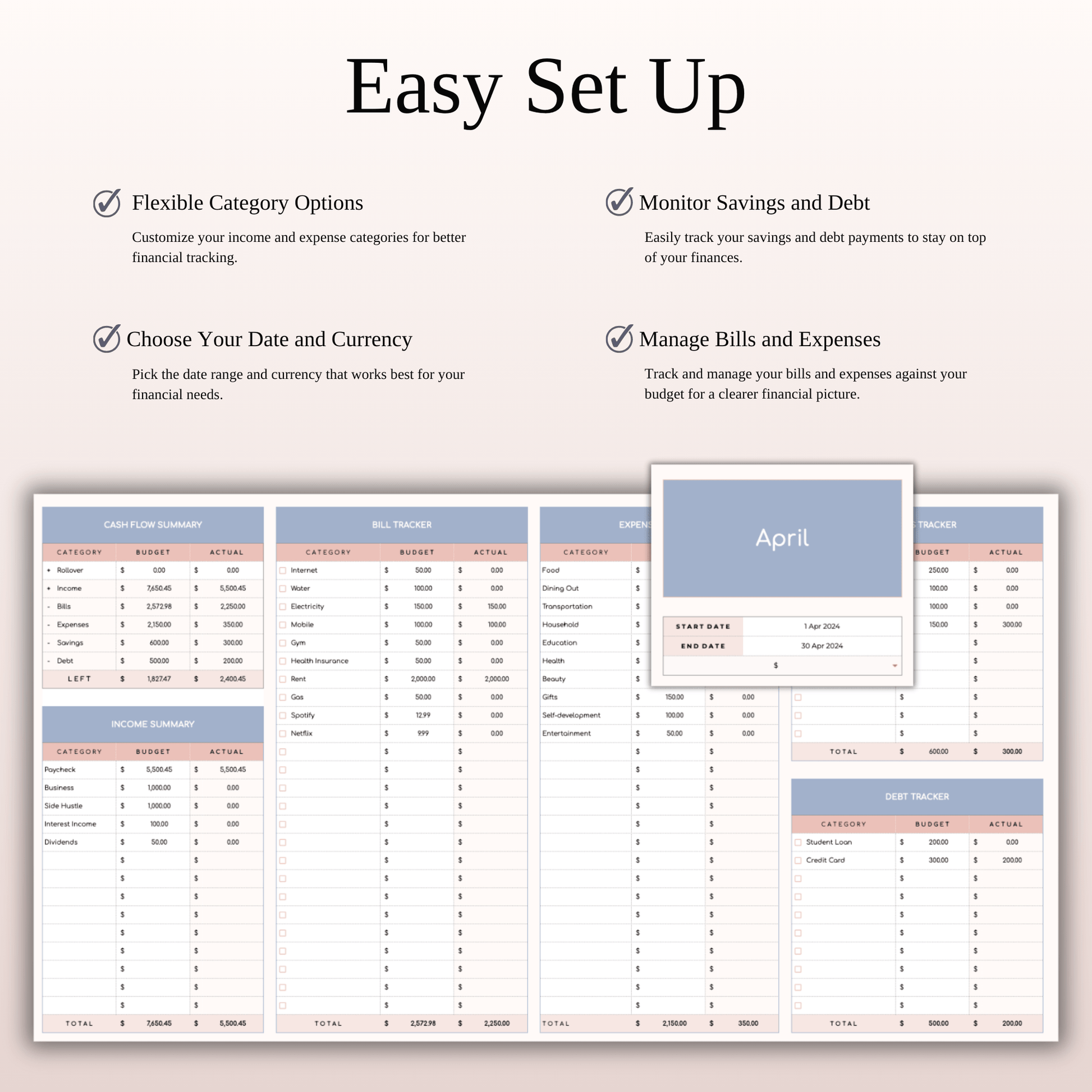 Budget Planner Excel & Google Sheets, Monthly Budget Spreadsheet, Personal Finance Tracker Keyzai