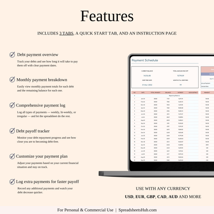 PLR - Debt Snowball Calculator Spreadsheet Template Keyzai