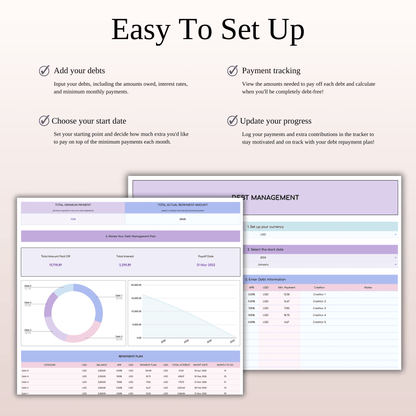 Debt Snowball Tracker Template Excel & Google Sheets (Rainbow Theme) Keyzai