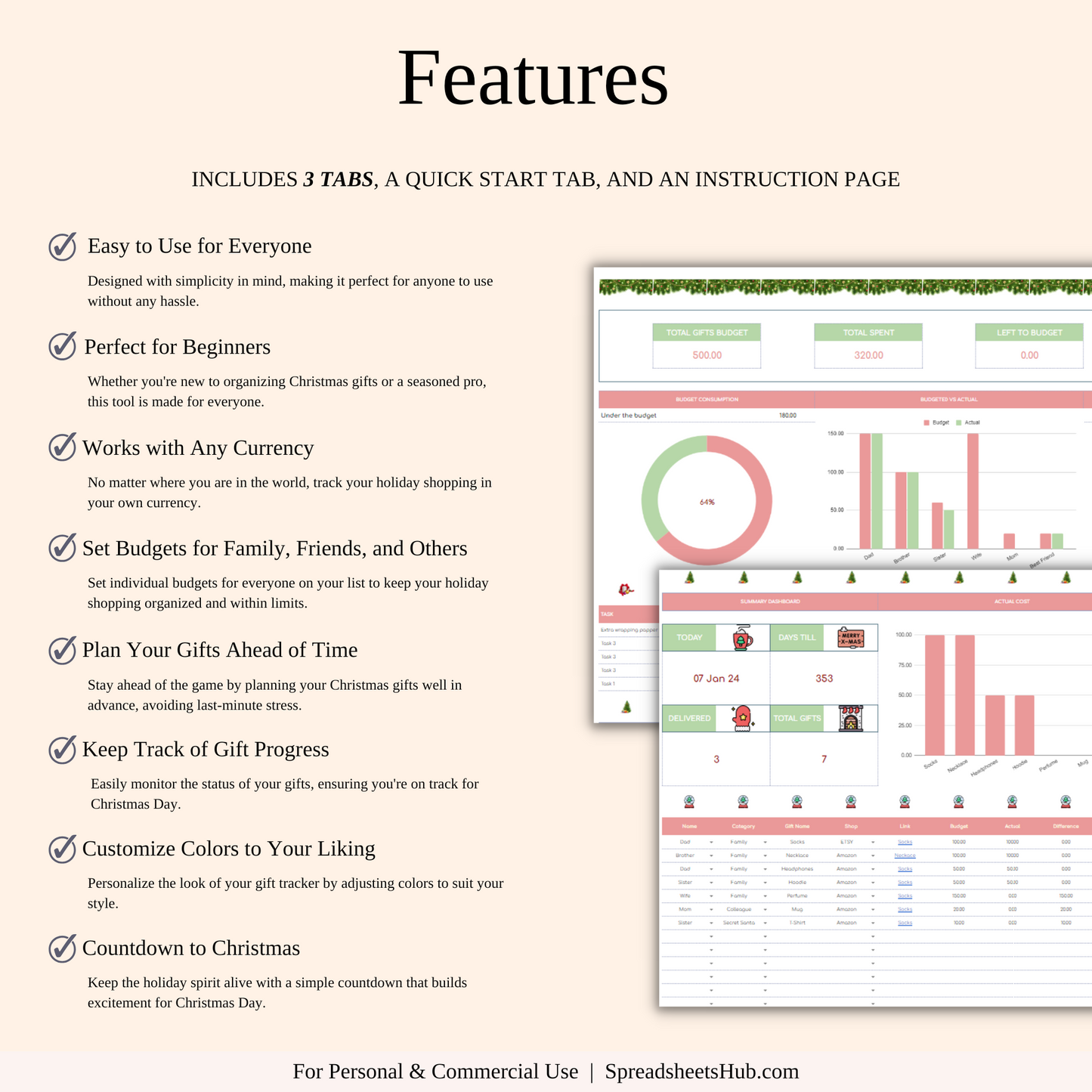 PLR - Christmas Planner Spreadsheet Template Keyzai