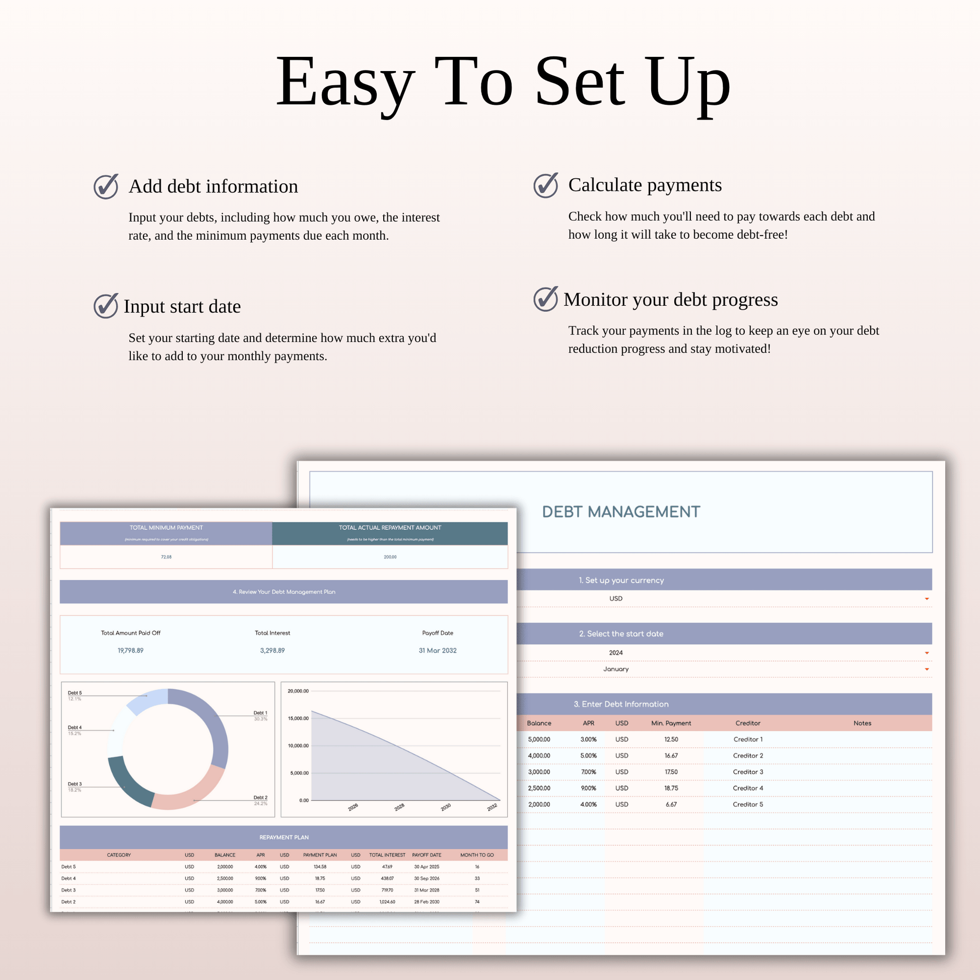 Debt Snowball Calculator Spreadsheet Template for Excel & Google Sheets Keyzai