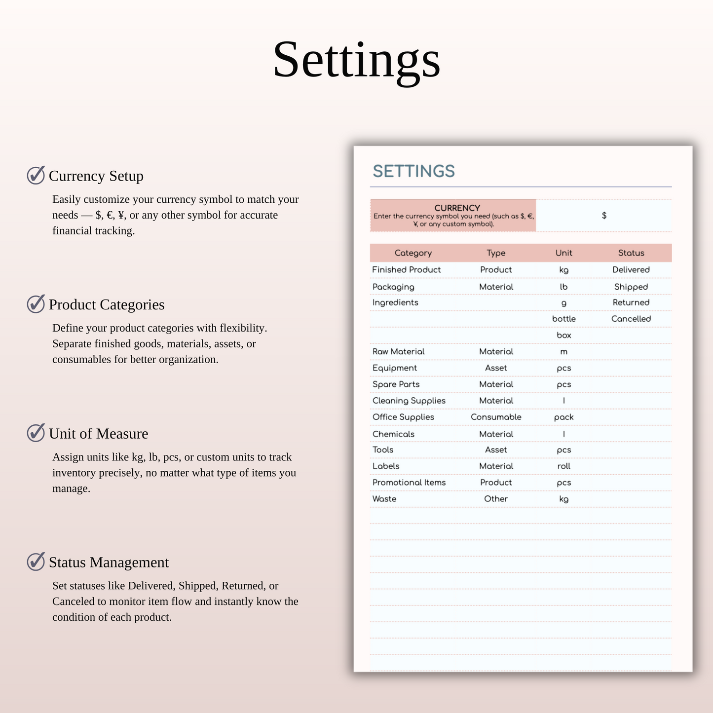 Inventory Tracker Spreadsheet Template for Google Sheets & Excel Keyzai