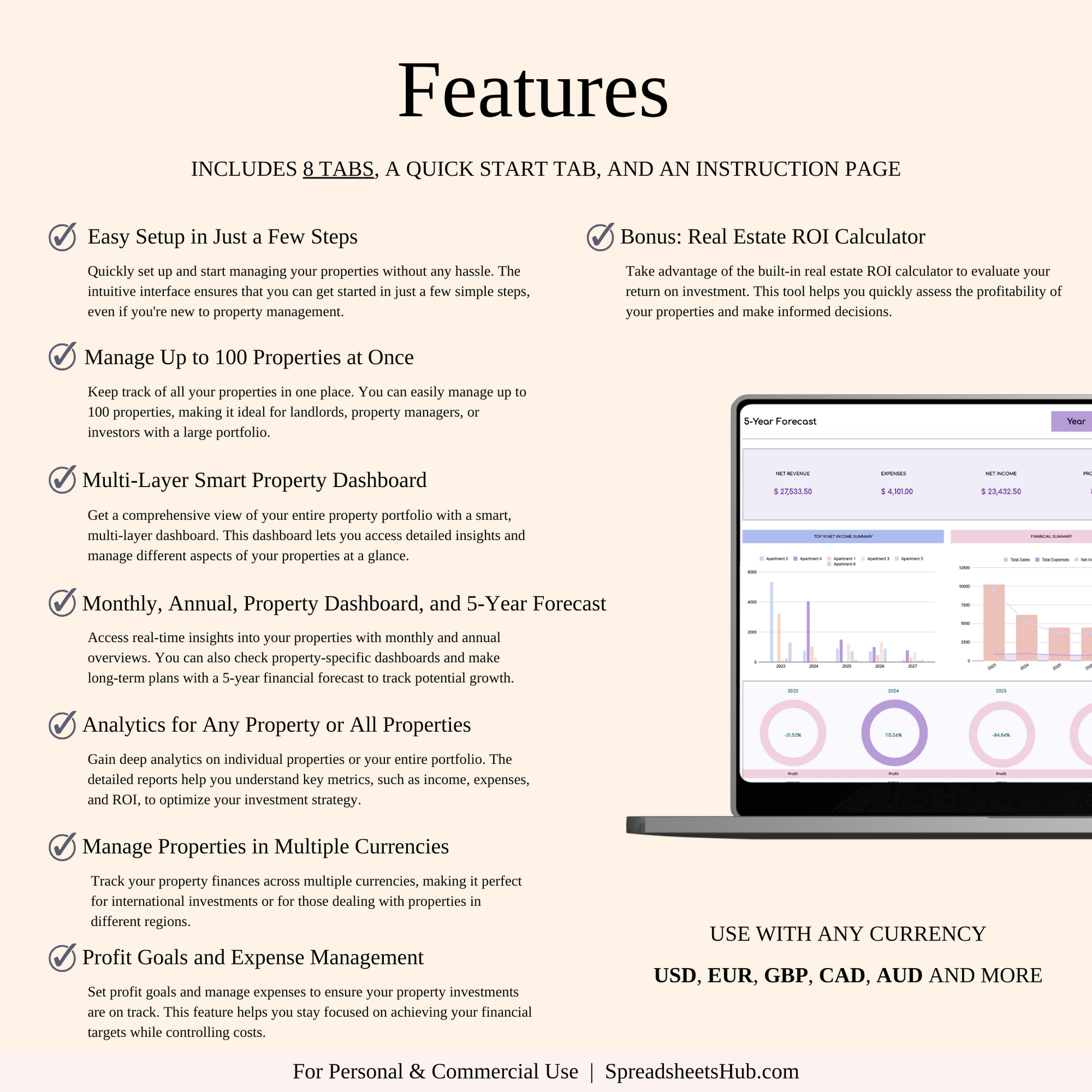 PLR - Airbnb Property Management Tracker (Rainbow Theme) Keyzai