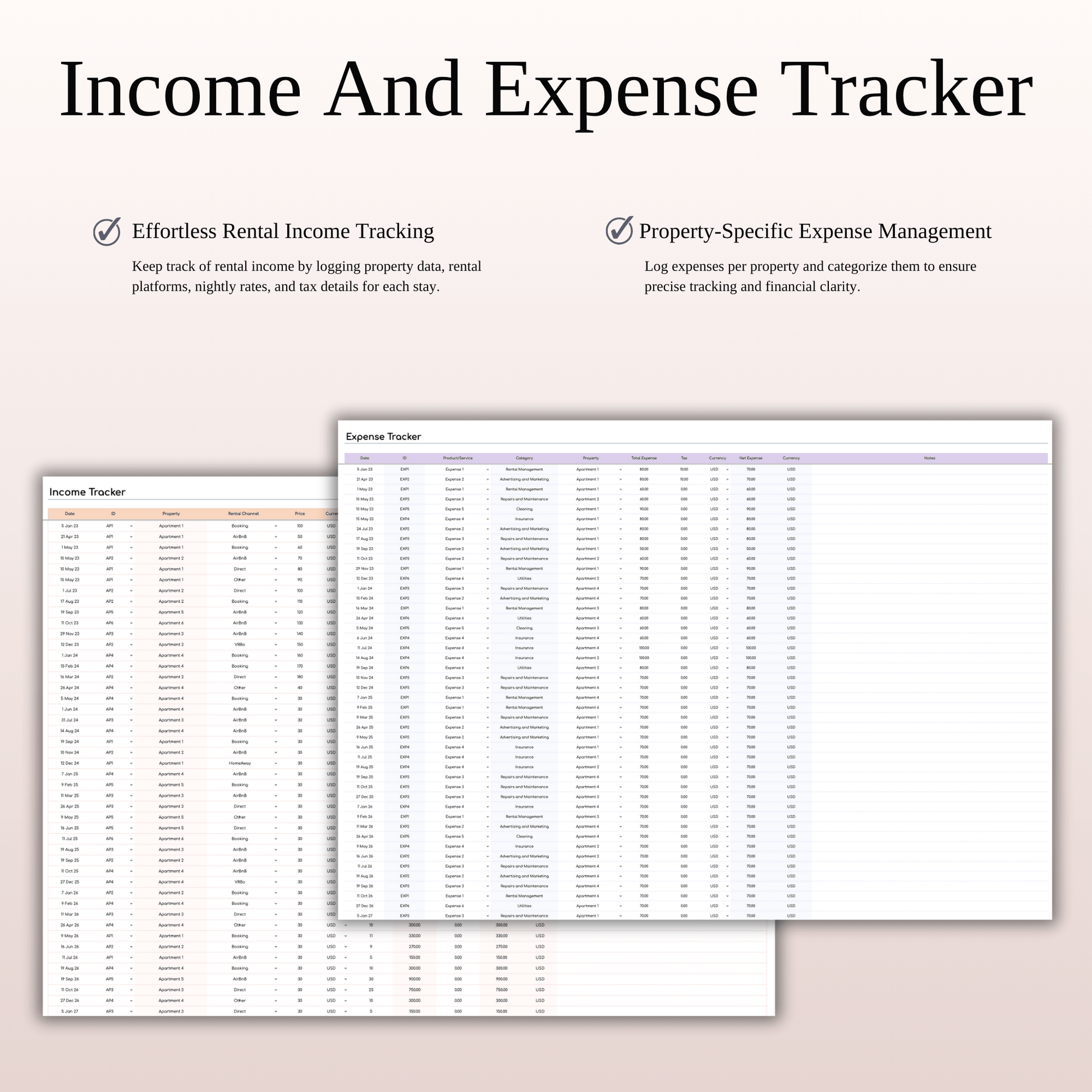 Rental Property Management Spreadsheet (Rainbow Theme) Keyzai