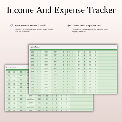 Airbnb Bookkeeping Spreadsheet Template (Green Theme) Keyzai