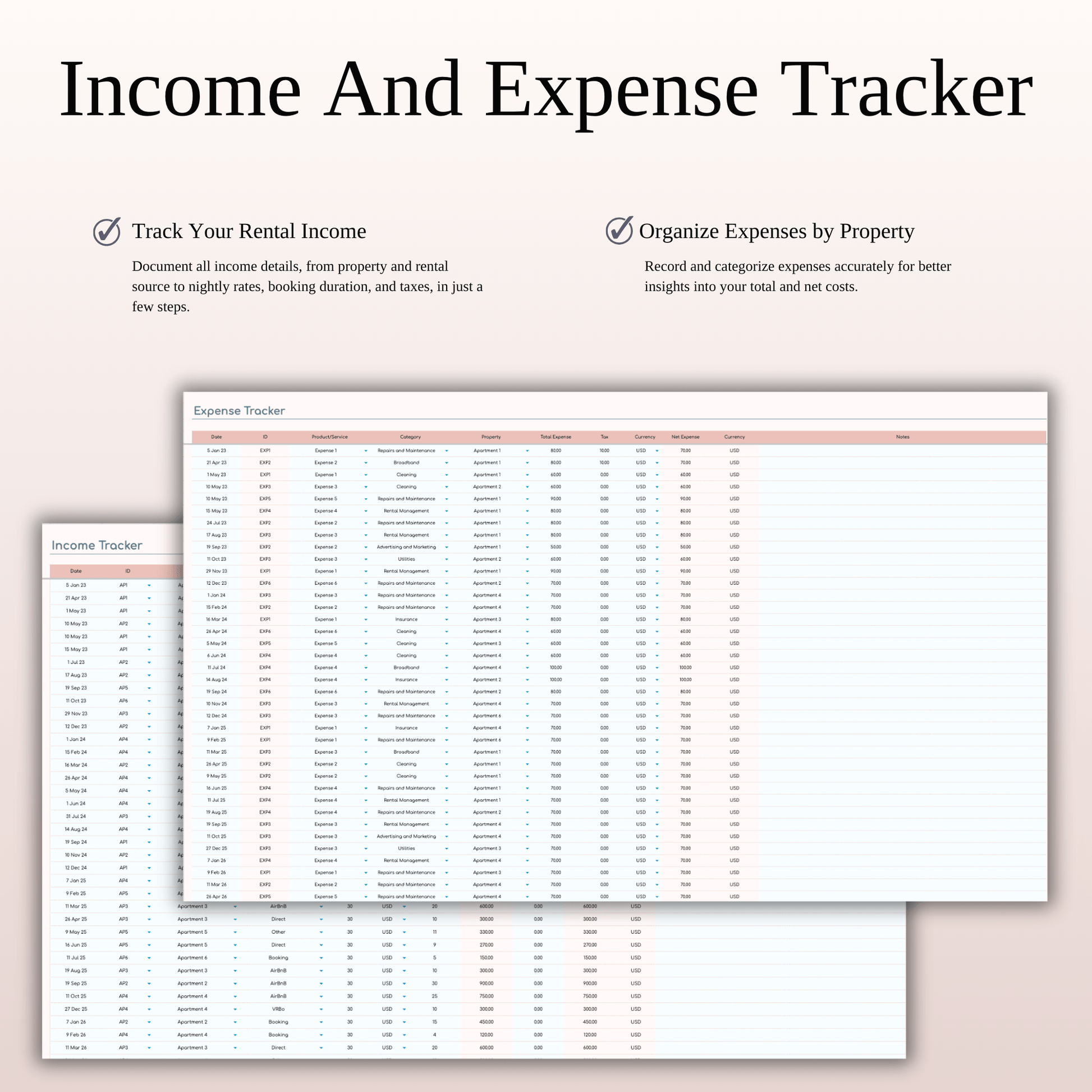 Zillow Income & Expense Spreadsheet for Hosts & Property Managers for Excel & Google Sheets Keyzai