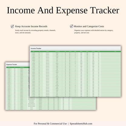 PLR - Airbnb Bookkeeping Spreadsheet Template (Green Theme) Keyzai