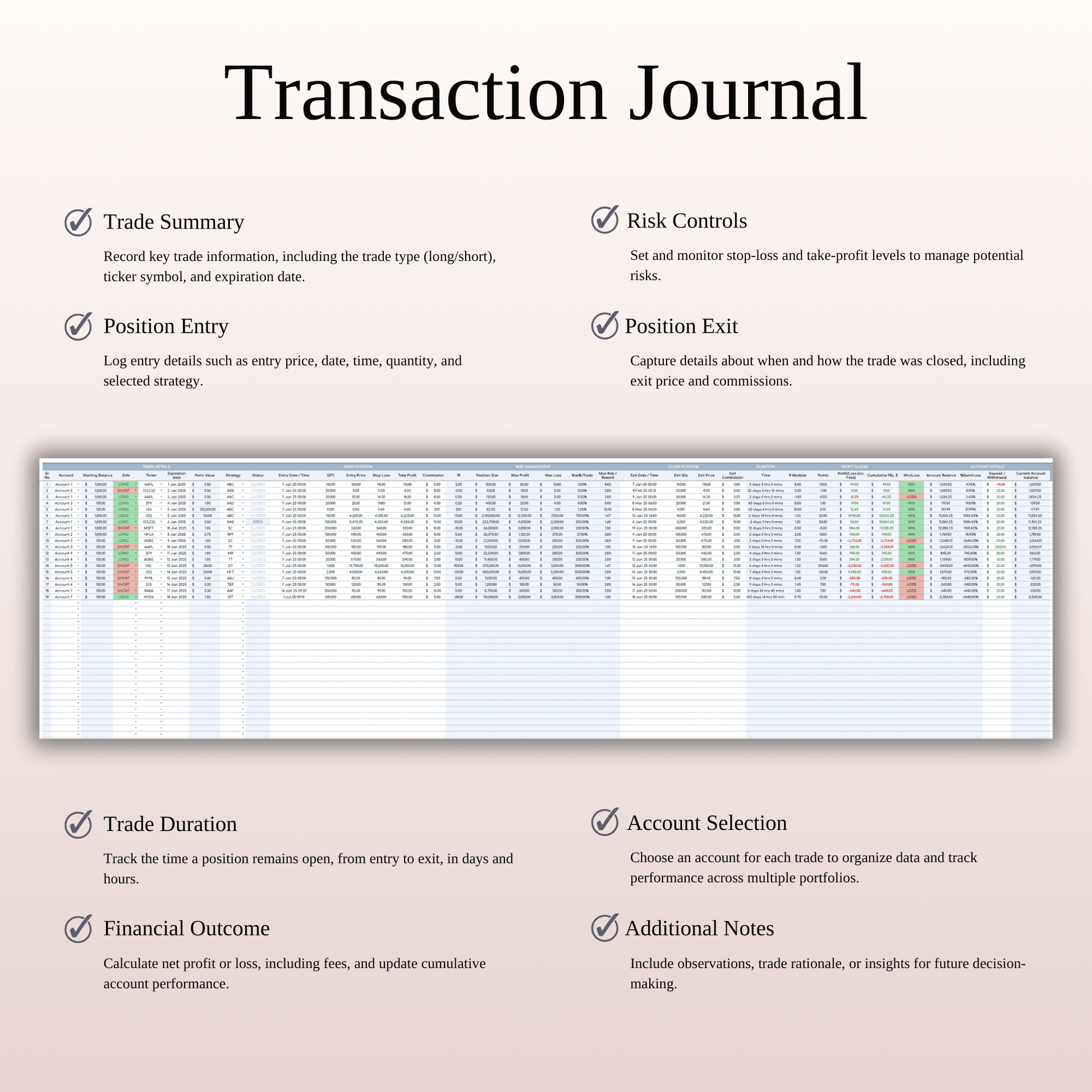 Futures Trading Journal Template for Google Sheets and Excel Keyzai