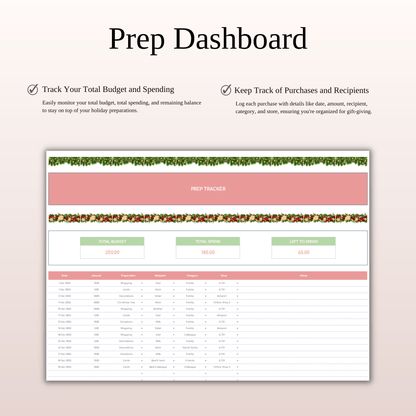 Christmas Planner Spreadsheet for Google Sheets & Excel Keyzai