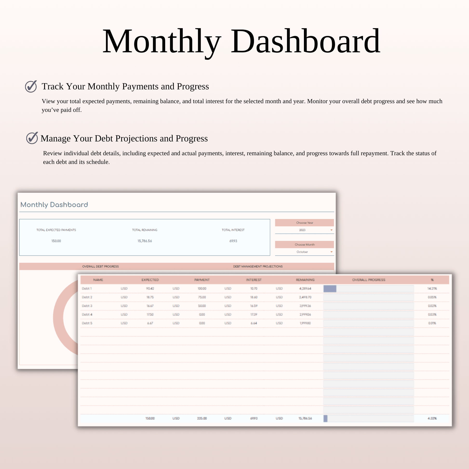 Debt Payoff Tracker Dashboard Template in Excel & Google Sheets Keyzai