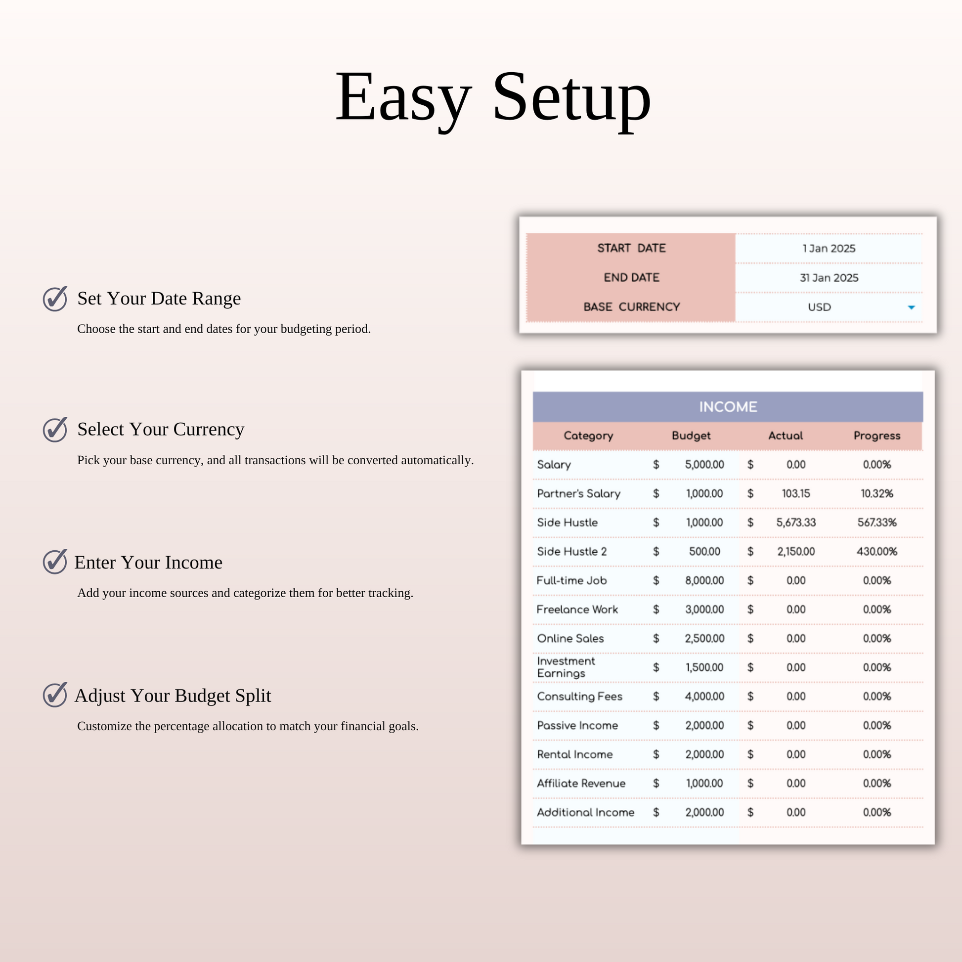 50/30/20 Budget Spreadsheet Template | Excel & Google Sheets Keyzai