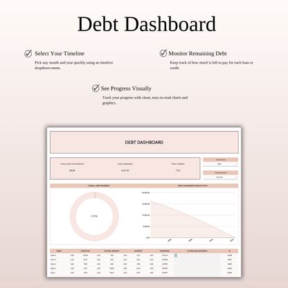 Debt Snowball Method Payoff Template for Excel & Google Sheets (Elegant Mode) Keyzai