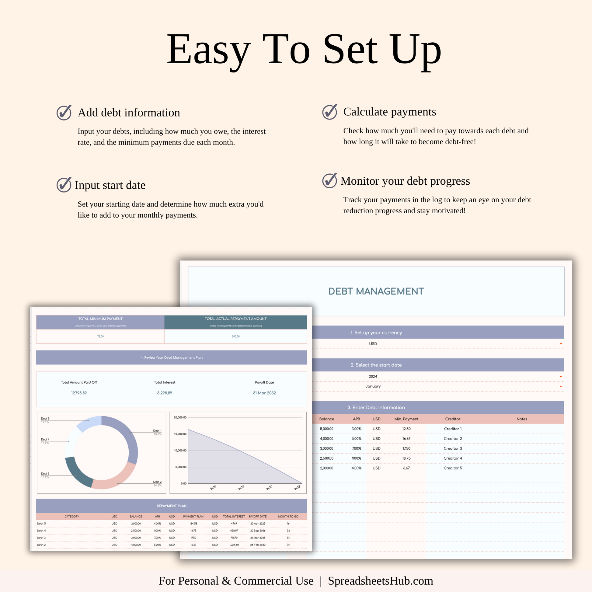 PLR - Debt Snowball Calculator Spreadsheet Template Keyzai