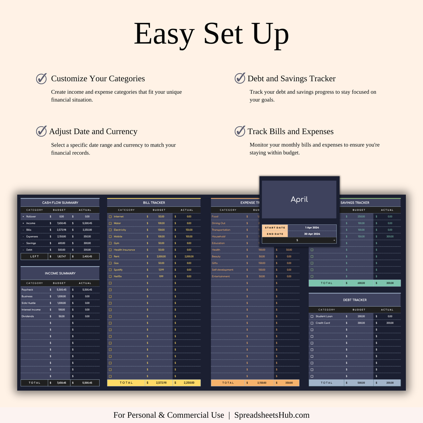 PLR - Budget Planner | Monthly Finance Tracker (Dark Theme) Keyzai