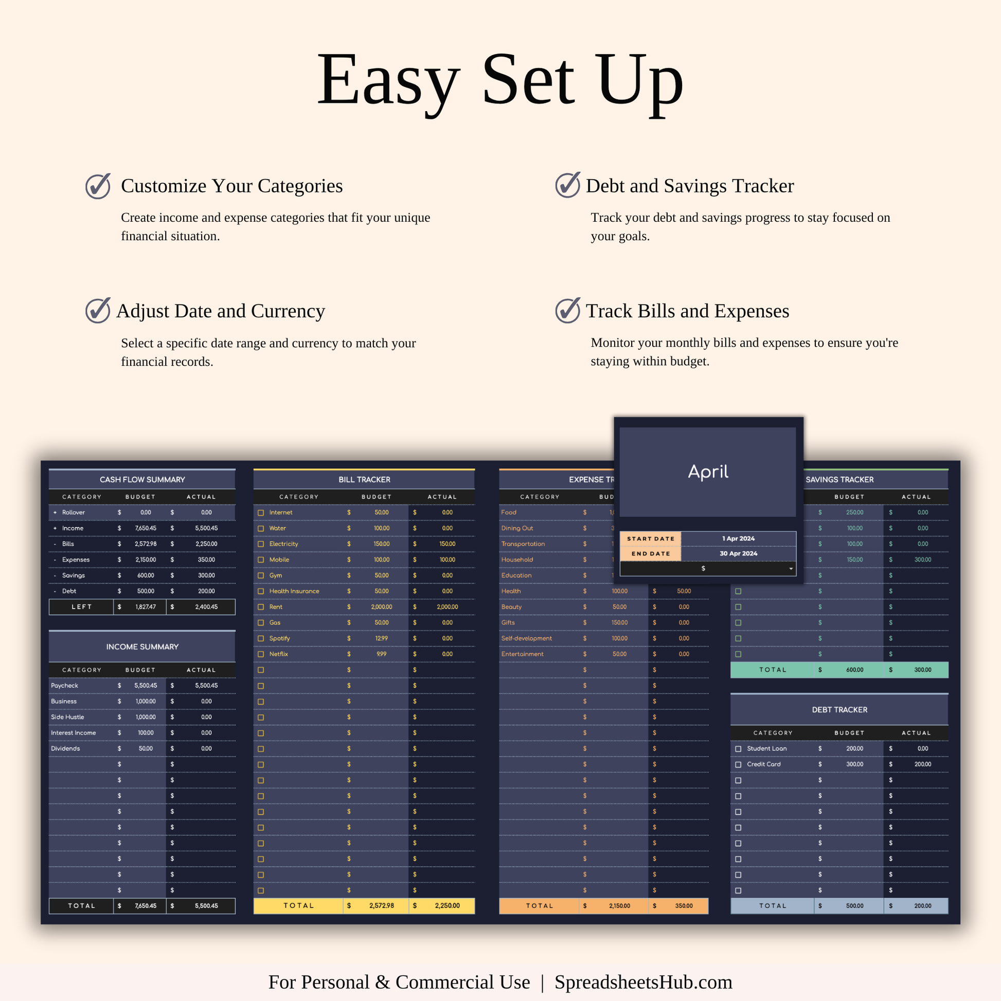 PLR - Budget Planner | Monthly Finance Tracker (Dark Theme) Keyzai
