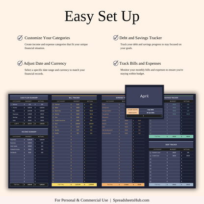 PLR - Budget Planner | Monthly Finance Tracker (Dark Theme) Keyzai