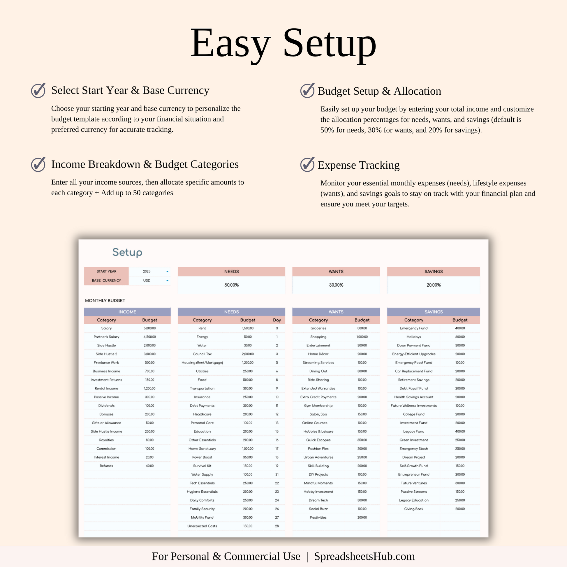 PLR - Annual 50/30/20 Budget Spreadsheet Template Keyzai