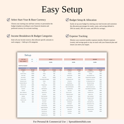 PLR - Annual 50/30/20 Budget Spreadsheet Template Keyzai