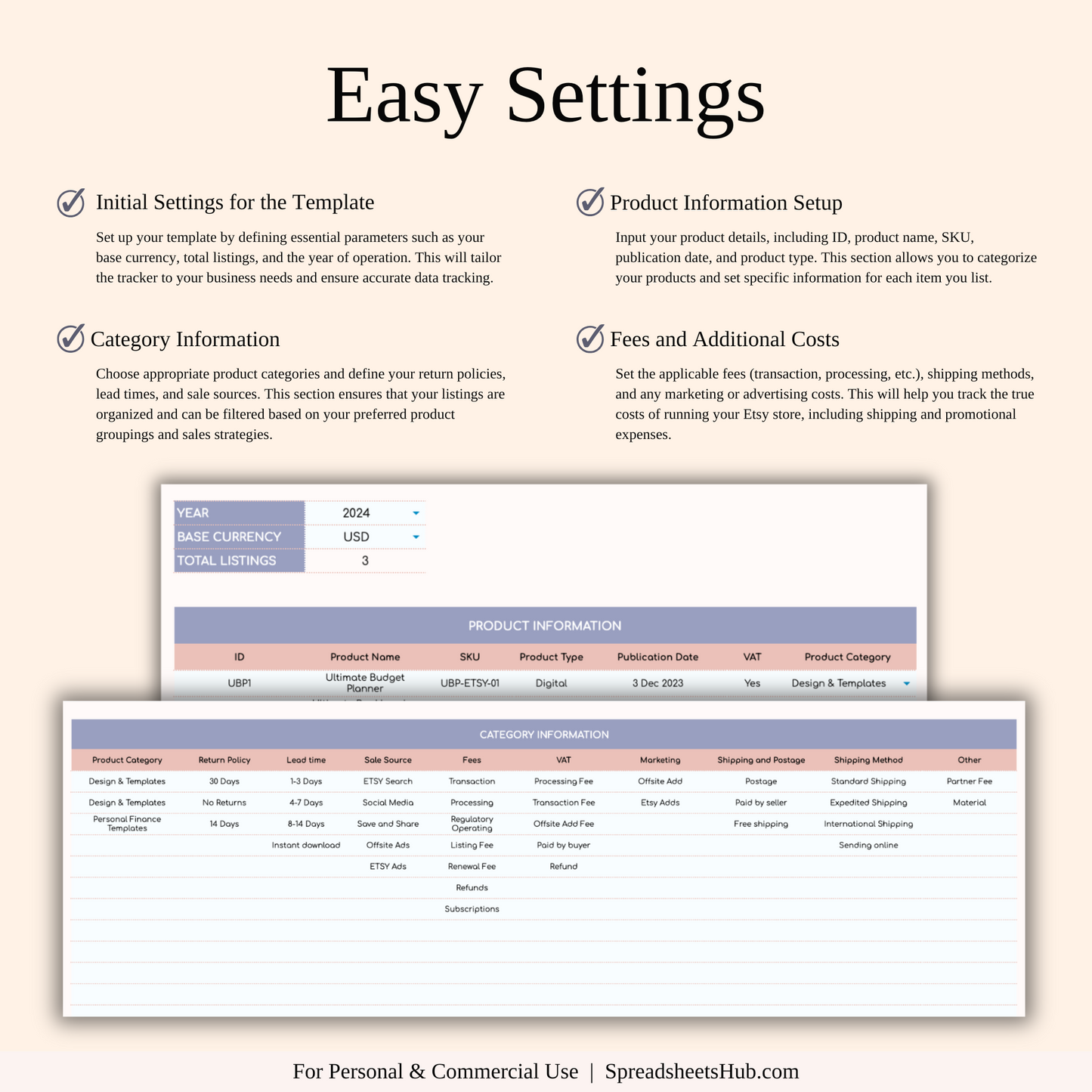 PLR - Etsy Seller Spreadsheet Template Keyzai