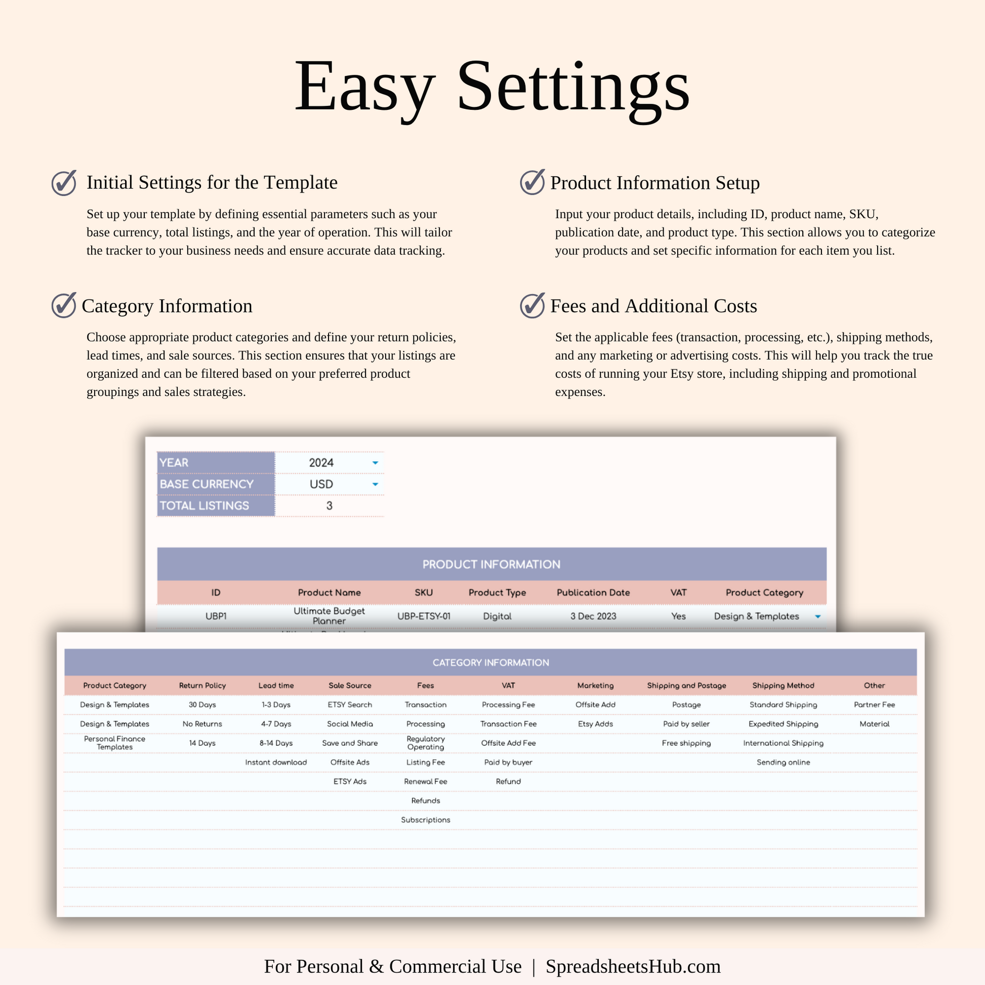 PLR - Etsy Seller Spreadsheet Template Keyzai