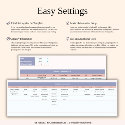 PLR - Etsy Seller Spreadsheet Template Keyzai