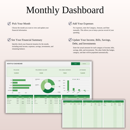 Monthly Bill Calendar Spreadsheet Template (Green Theme) Keyzai